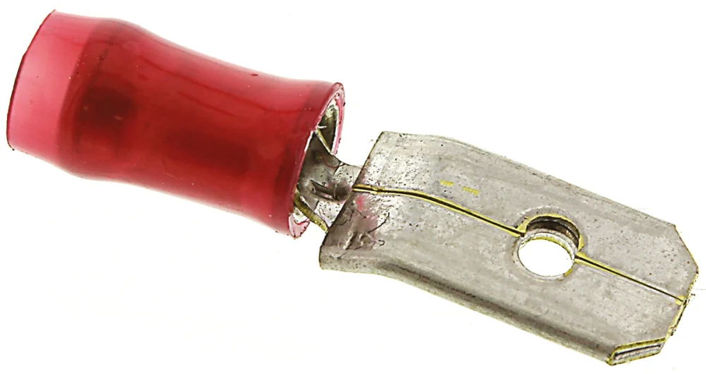 Rabatt TE Connectivity PIDG FASTON .250 serien Röd Isolerad Hane Flatstiftskontakt, 5.14 mm² Flatkontakt 20 AWG 17 AWG