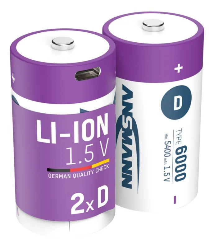 Fri frakt Ansmann Uppladdningsbart D-batteri Ansmann Li-Ion Litium-jon IEC 896-2 1.5 V, 6000 mAh