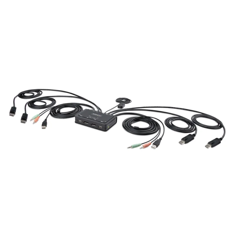Snabb leverans StarTech.com 3,5 mm stereo KVM-switch med 2 Portar USB 2 2 DisplayPort 4096 x 2160 pixel