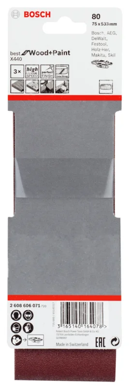 Fri frakt SLIPBAND 75X533MM BFW K80 3ST