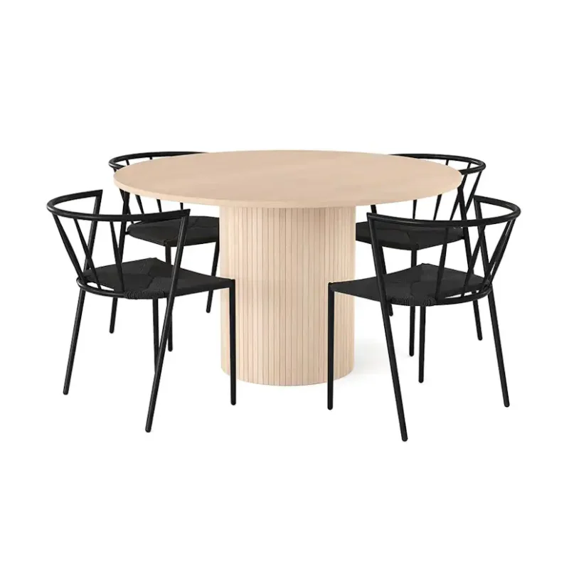 Matgrupp In Living Kopparbo Ø130 cm med 4 st Winston stolarNatur/Svart Snabb leverans