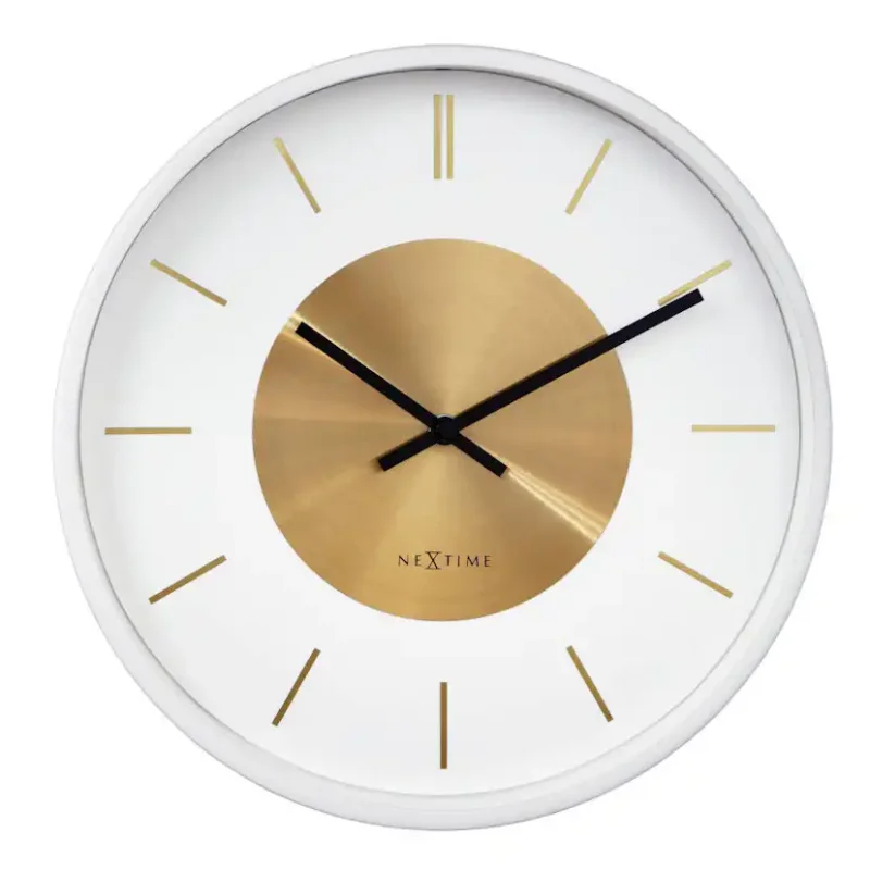 Kampanjpris Väggklocka NeXtime Retro II StripesVit/Guld