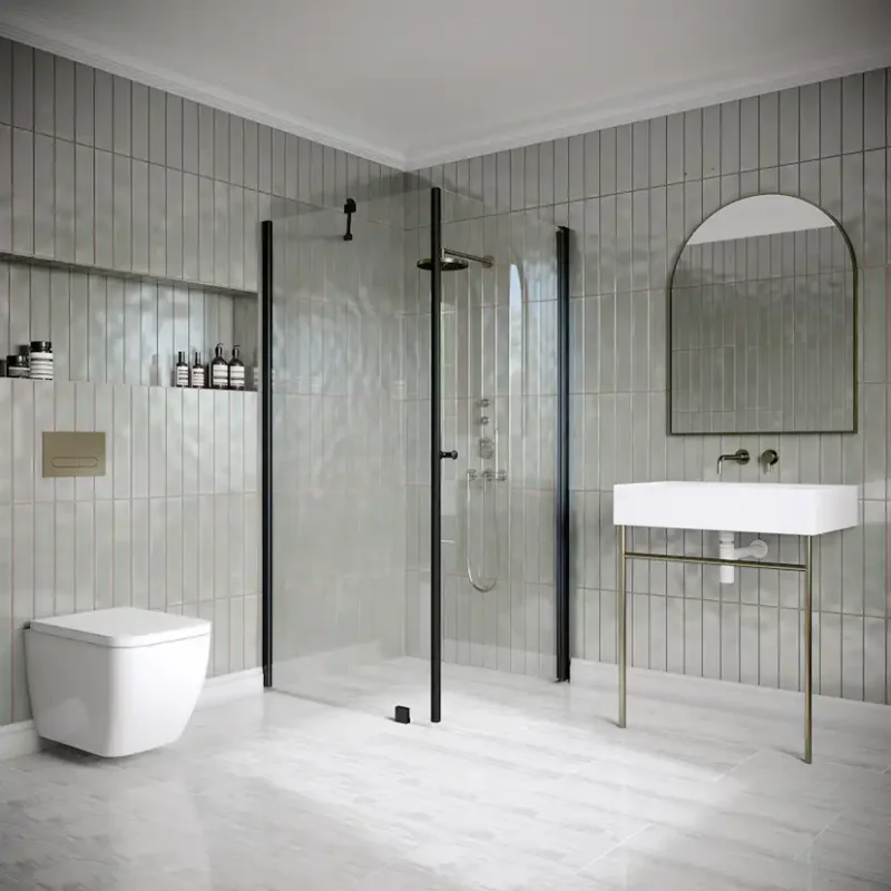 Extra rabatt Duschhörn Hietakari Classic 146 Fast Vägg och Vändbar Dörr902x705x1900 mm, Klarglas, Svarta profiler