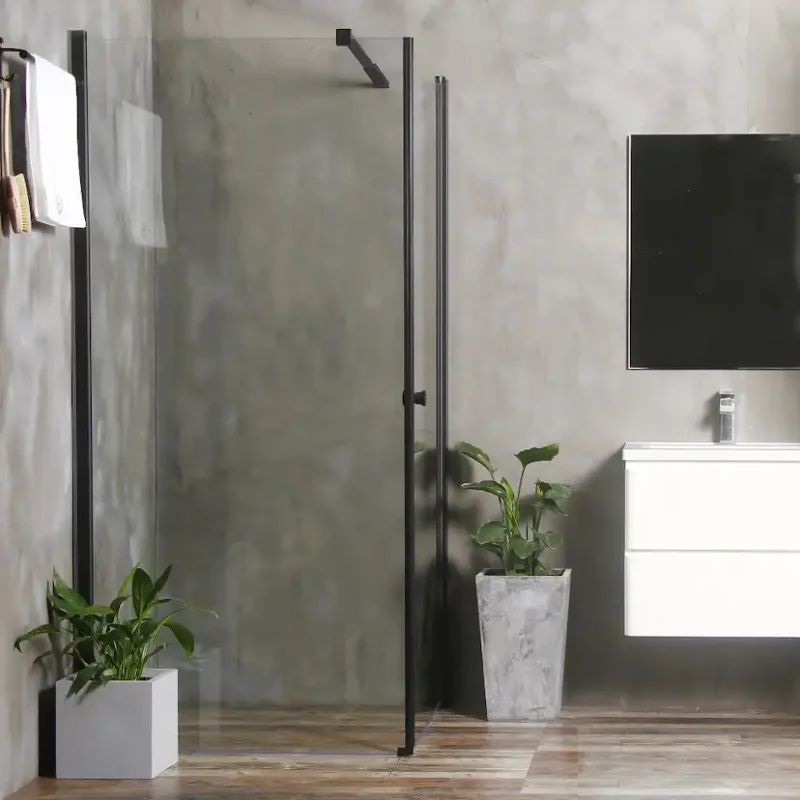 Kampanjpris Duschhörn Bathlife Mångsidig Rak Vägg Klarglas + Rak Dörr SvartVägg 900 mm x Dörr 1000 mm